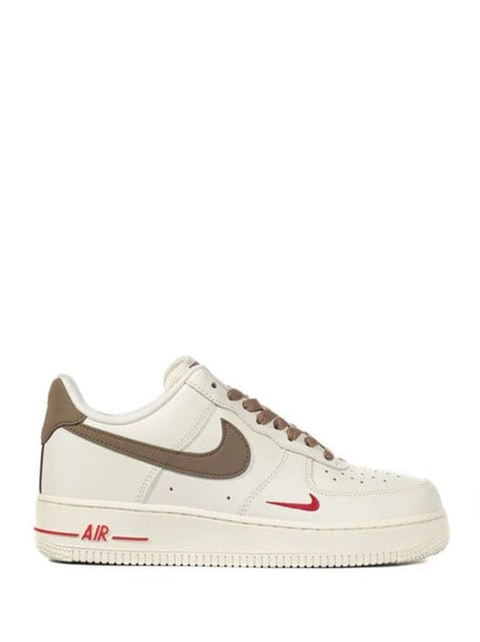 Nike Air Force 1 Low – Sail, Brown & Red "Mini Swoosh"
