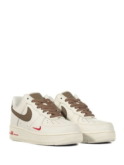 Nike Air Force 1 Low – Sail, Brown & Red "Mini Swoosh"